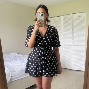 NWOT Nasty Gal Black Polka Dot Playsuit Small